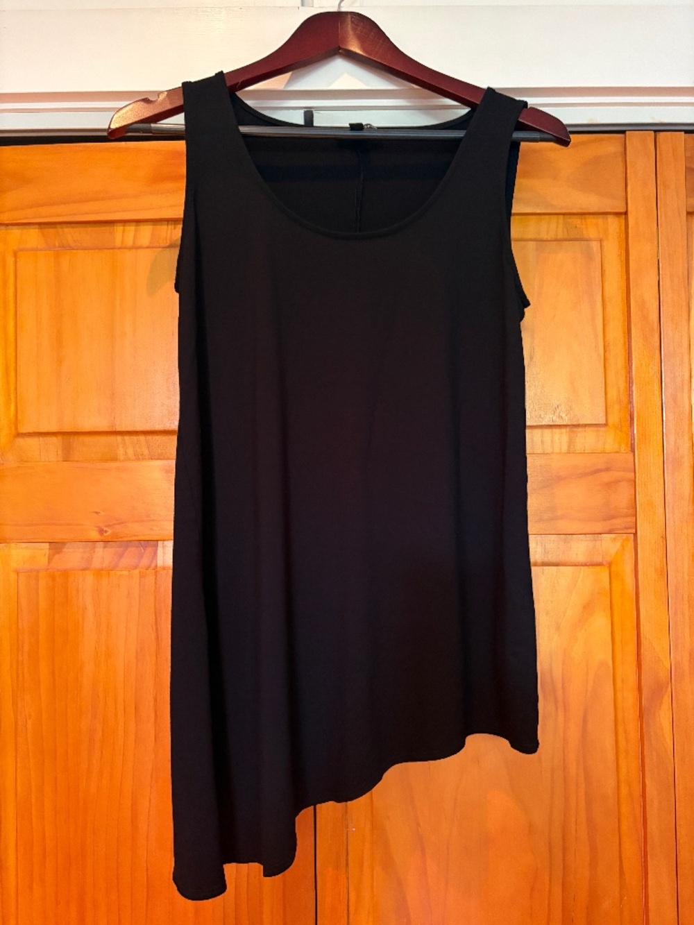 Eileen Fisher Asymmetrical Hem Sleeveless Black Tank Top Size Small Made in USA